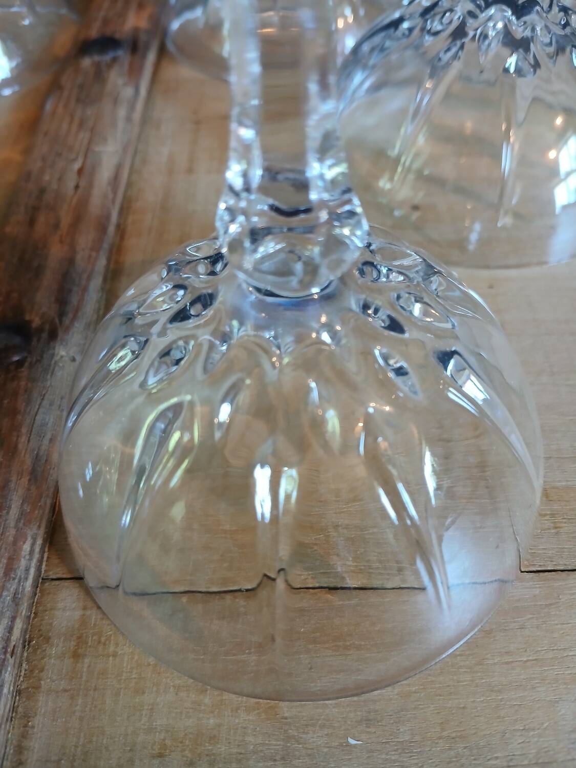 6 antique crystal champagne glasses