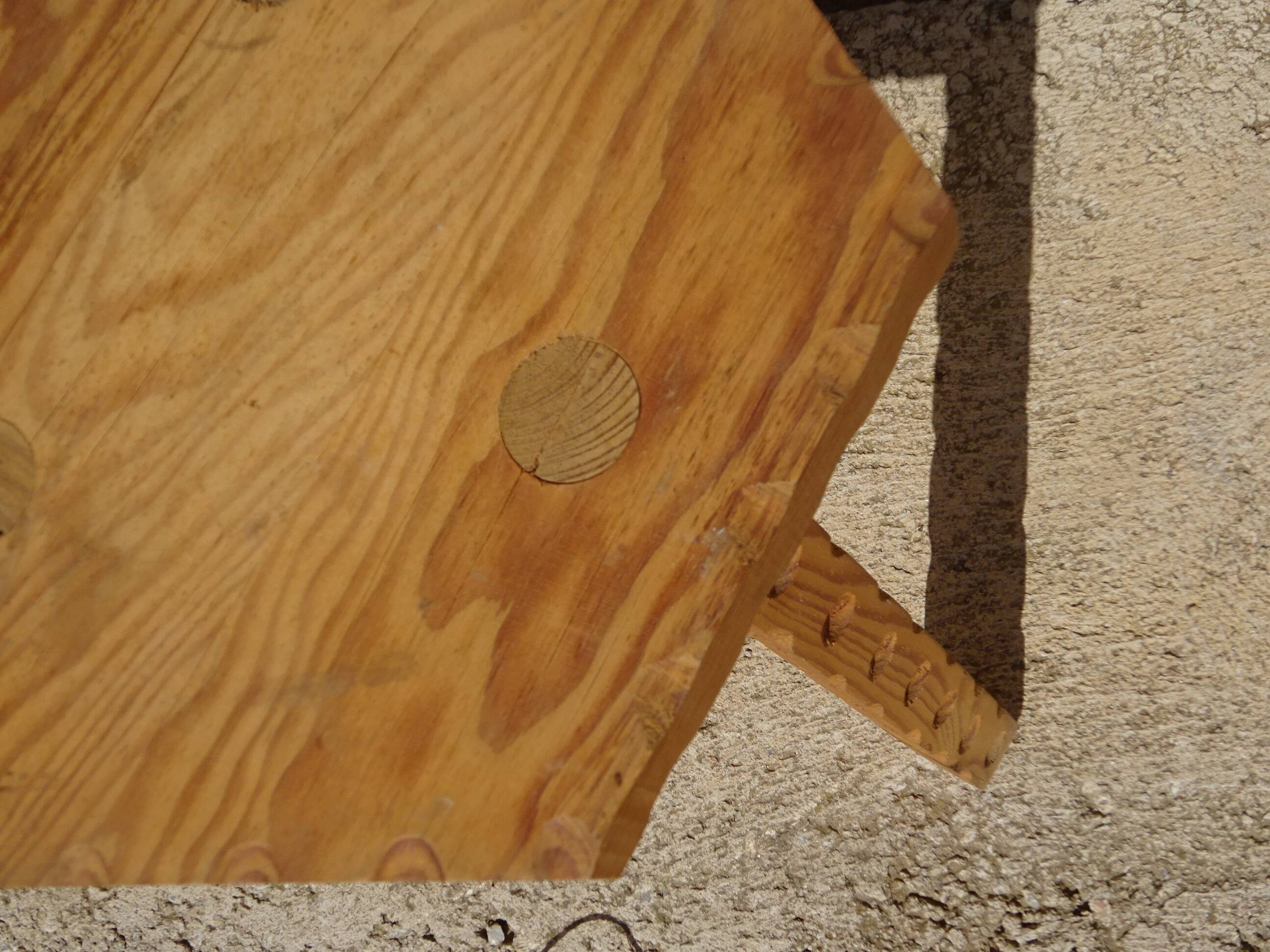 solid pine tripod stools, 2