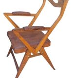 Set of oak and leather armchairs, 50s design, original