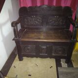 Old Breton enclosed bed chest bench