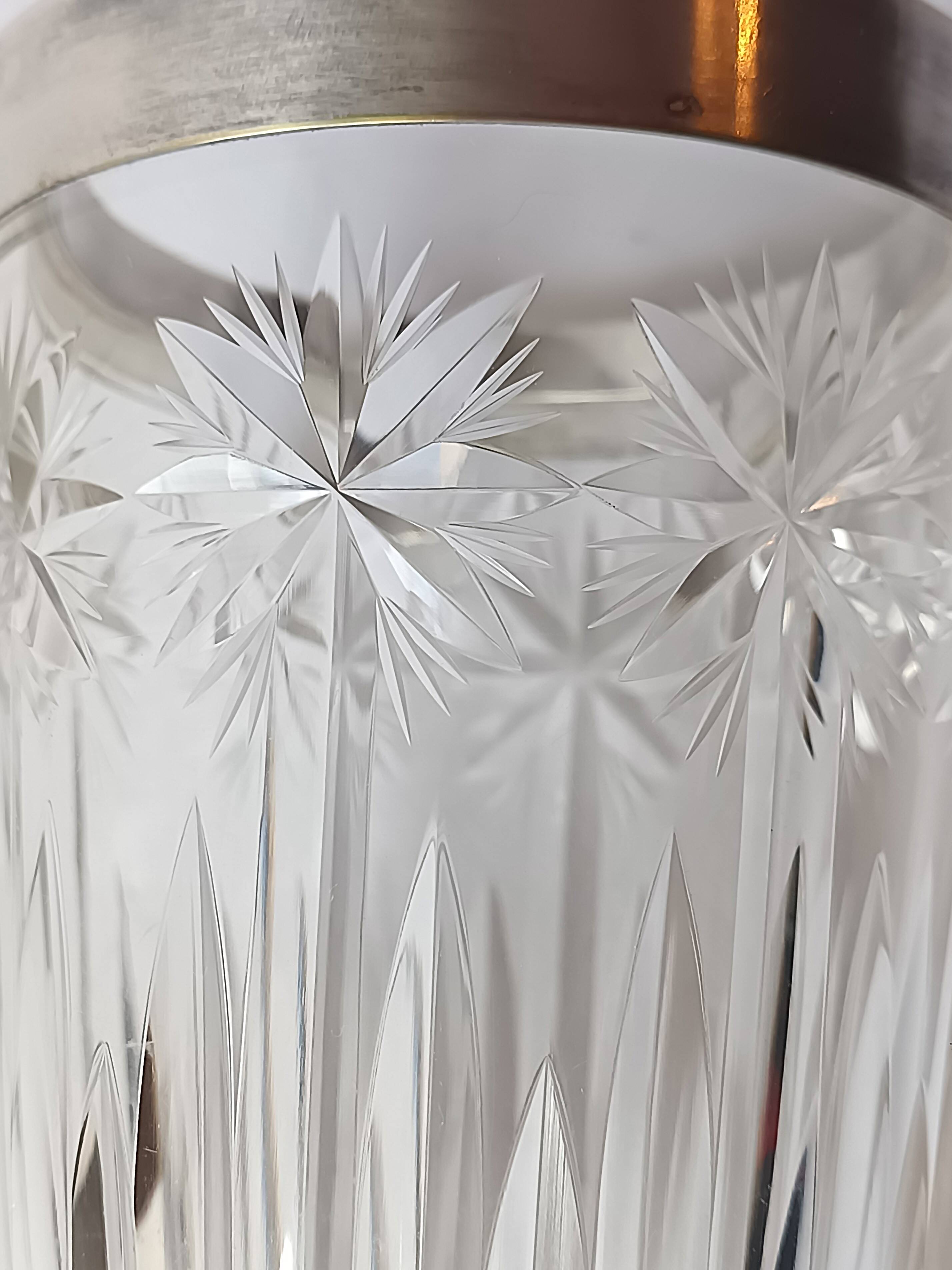 Cut crystal ice bucket, silver-plated metal, marked, cooler service.