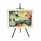 Vangel Naumovski, surrealist composition, print on canvas, 1960s-1970s