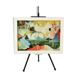 Vangel Naumovski, surrealist composition, print on canvas, 1960s-1970s