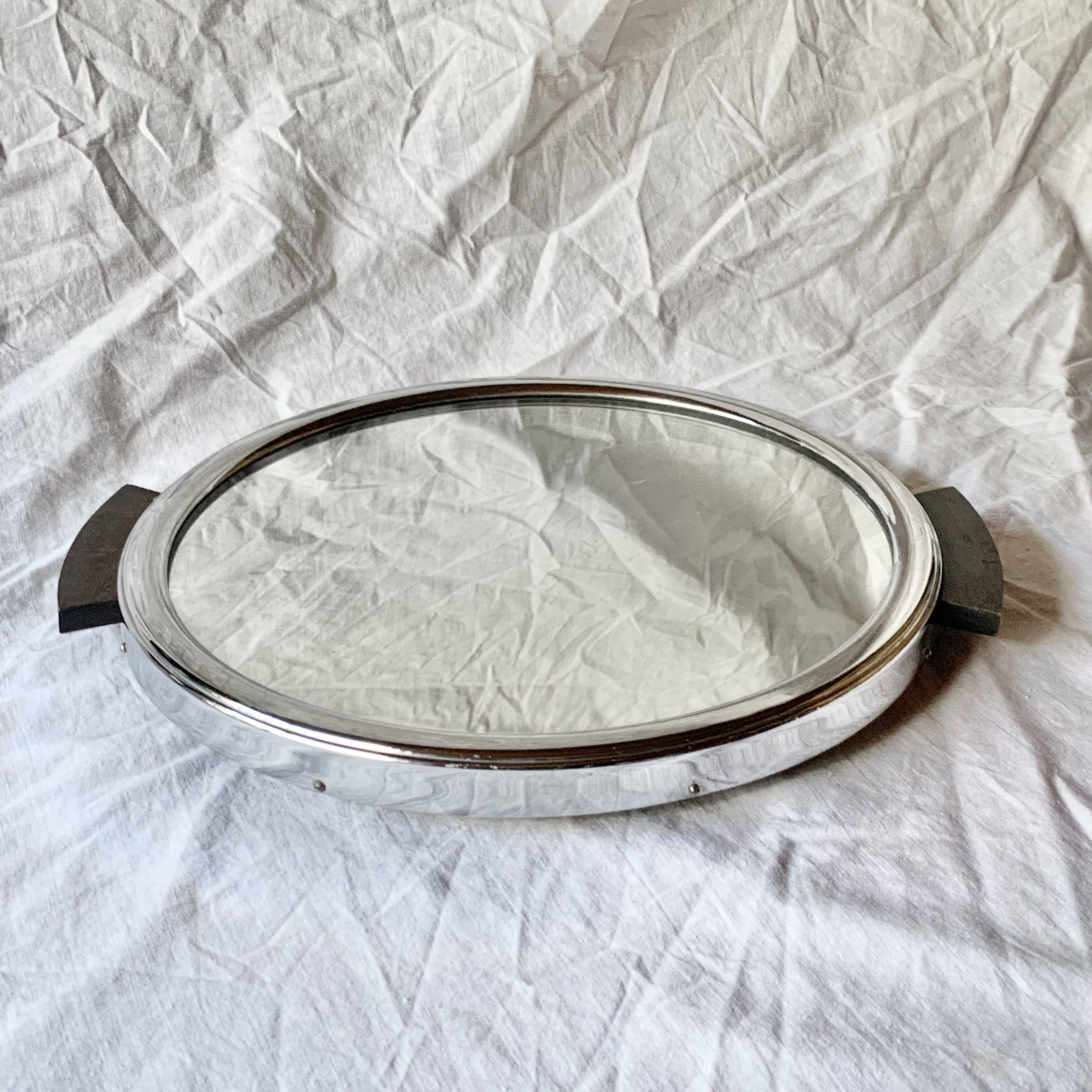Vintage round mirror tray