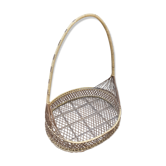 Panier ancien deco en rotin osier tressé avec anse vintage