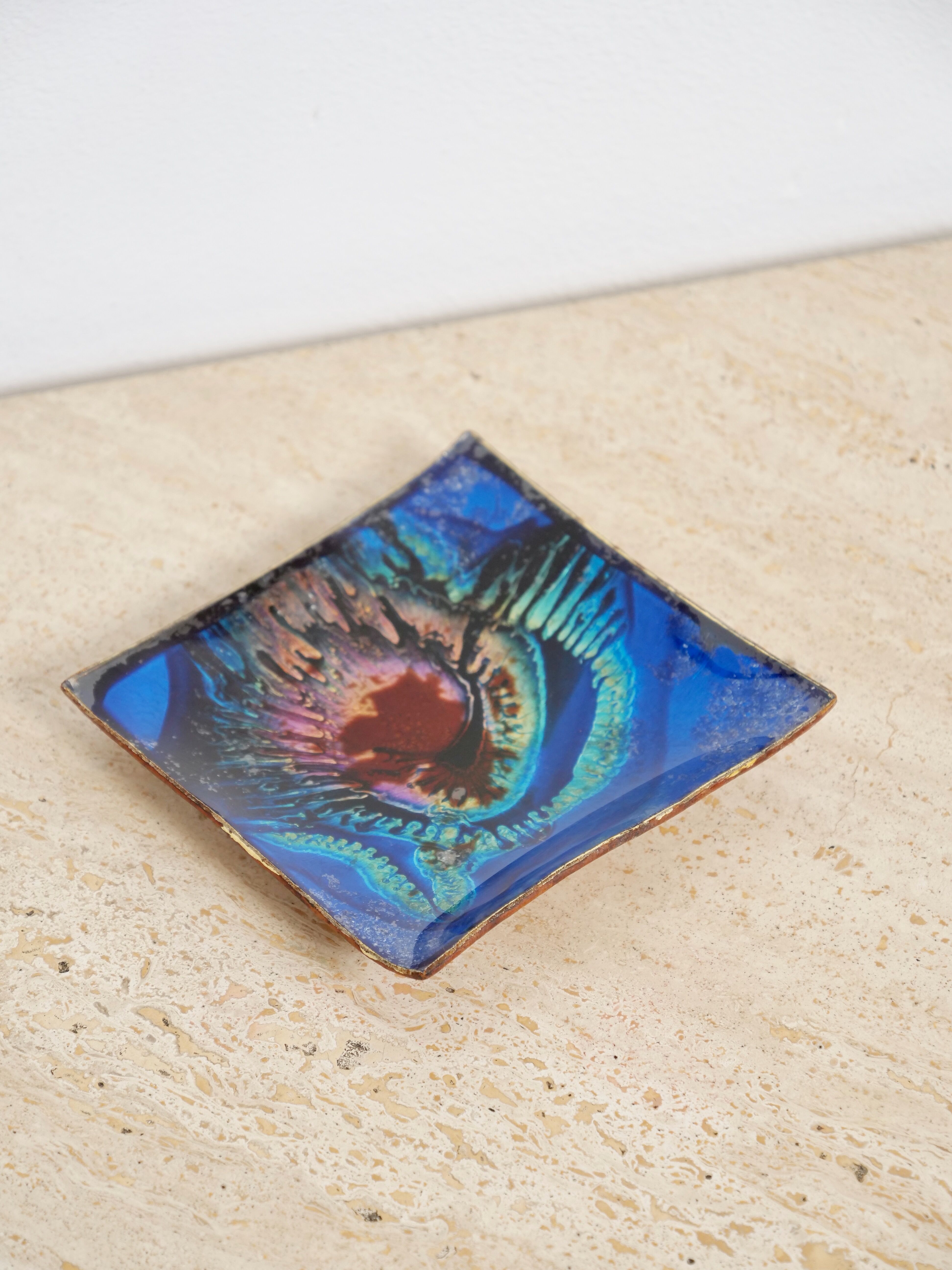 Psychedelic enamelled leather catchall tray