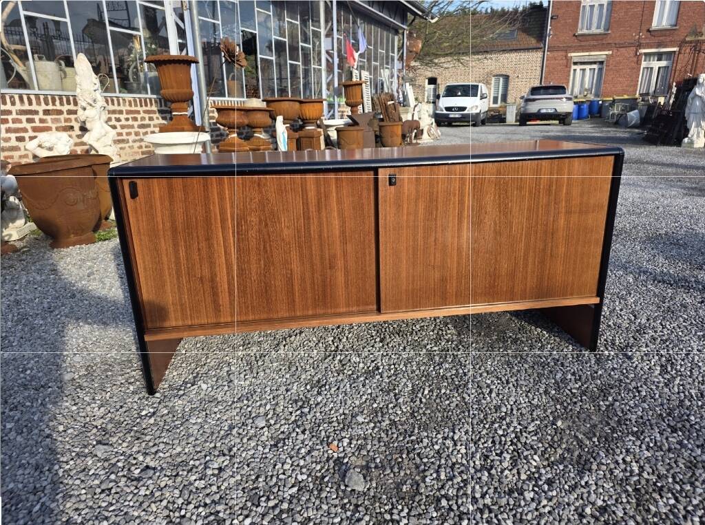 Vintage sideboard with sliding doors from the 60s