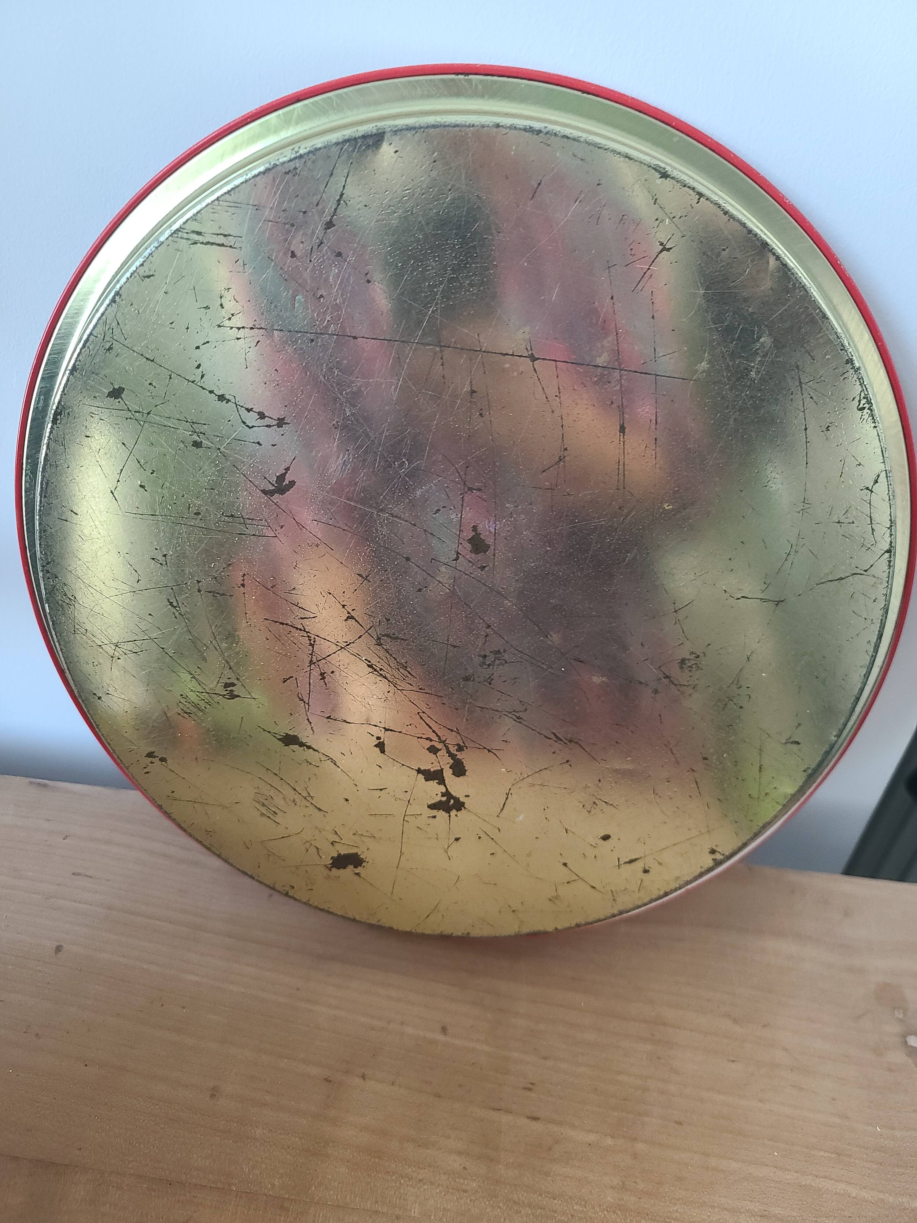 Vintage Metal Tray with Vibrant Floral Pattern