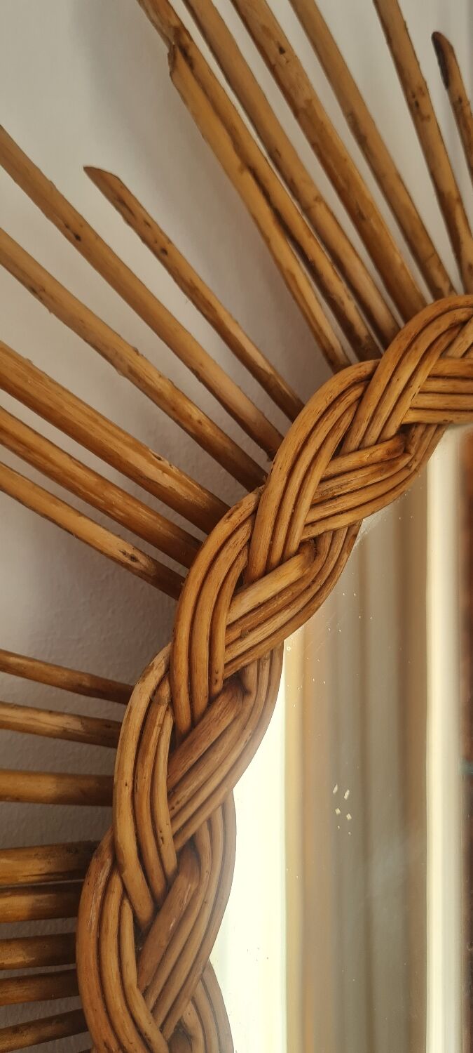 Rattan sun mirror 1960, 55 cm