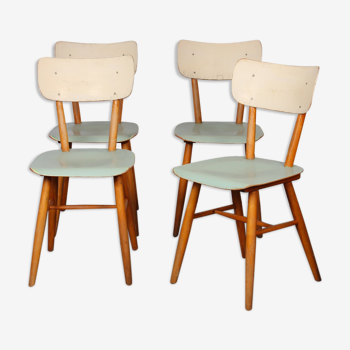 Ensemble de 4 chaises vintage produites par Ton, 1960