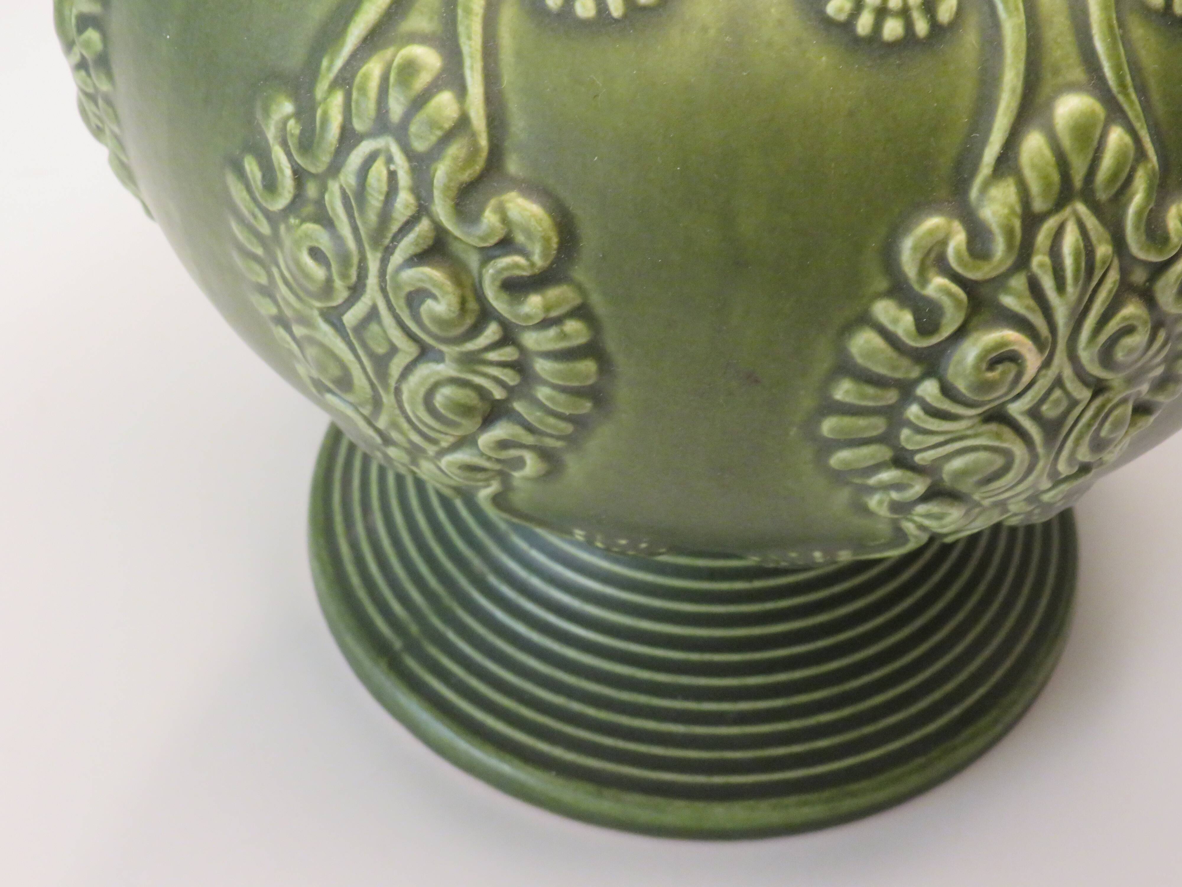 Ceramic table lamp from Bay, West Germany 1960 with handcrafted lampshade