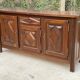 Art Deco sideboard in solid dark oak satin wood with 3 doors