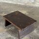 Small auxiliary stool in dark brown upcycled teak wood, engraved (3275)