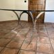 Large designer table. 1970. Chrome-plated steel and glass. 190x120