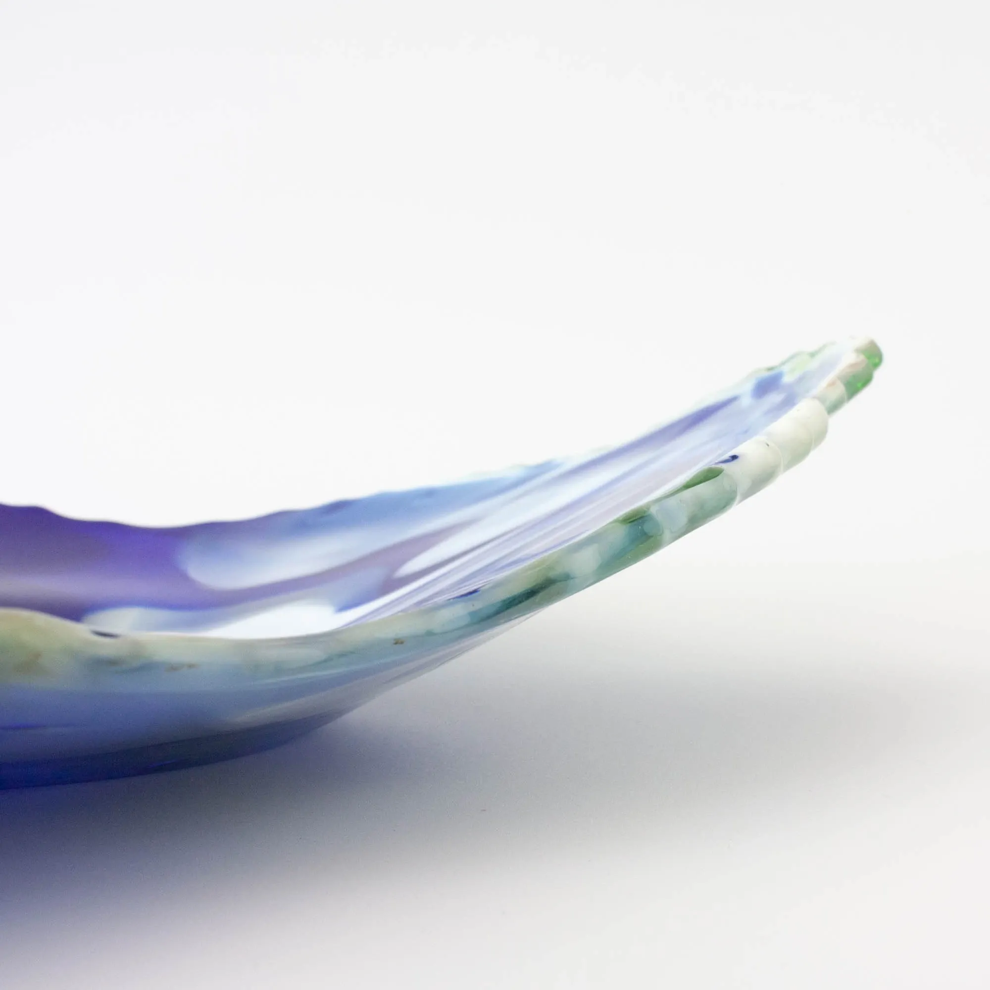 Vintage Leaf Design Glass Tray from Marinha Grande, 1960s