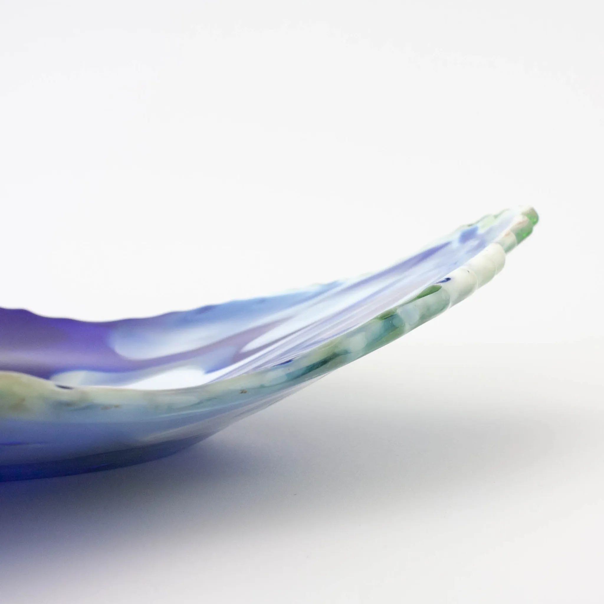 Vintage Leaf Design Glass Tray from Marinha Grande, 1960s