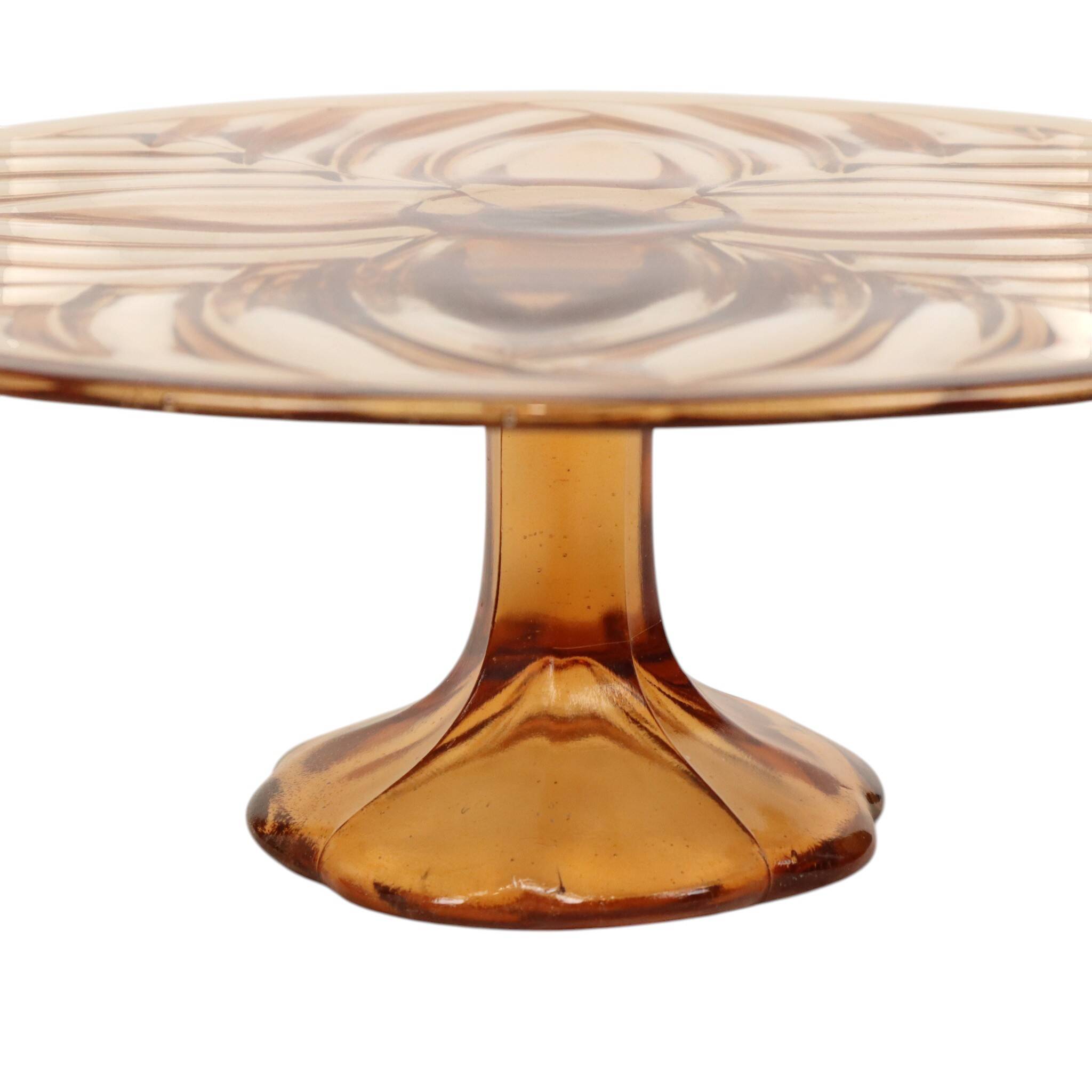 Amber Art Deco Cake Plate Pastry Dish Val Saint Lambert 33cm