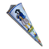 Cornet vase bouquetière in earthenware with a bagpipe player