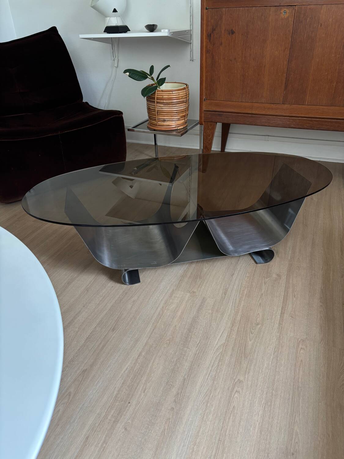 Vintage coffee table and chrome