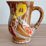 Ceramic pitcher signed Poët Laval Turban 70s