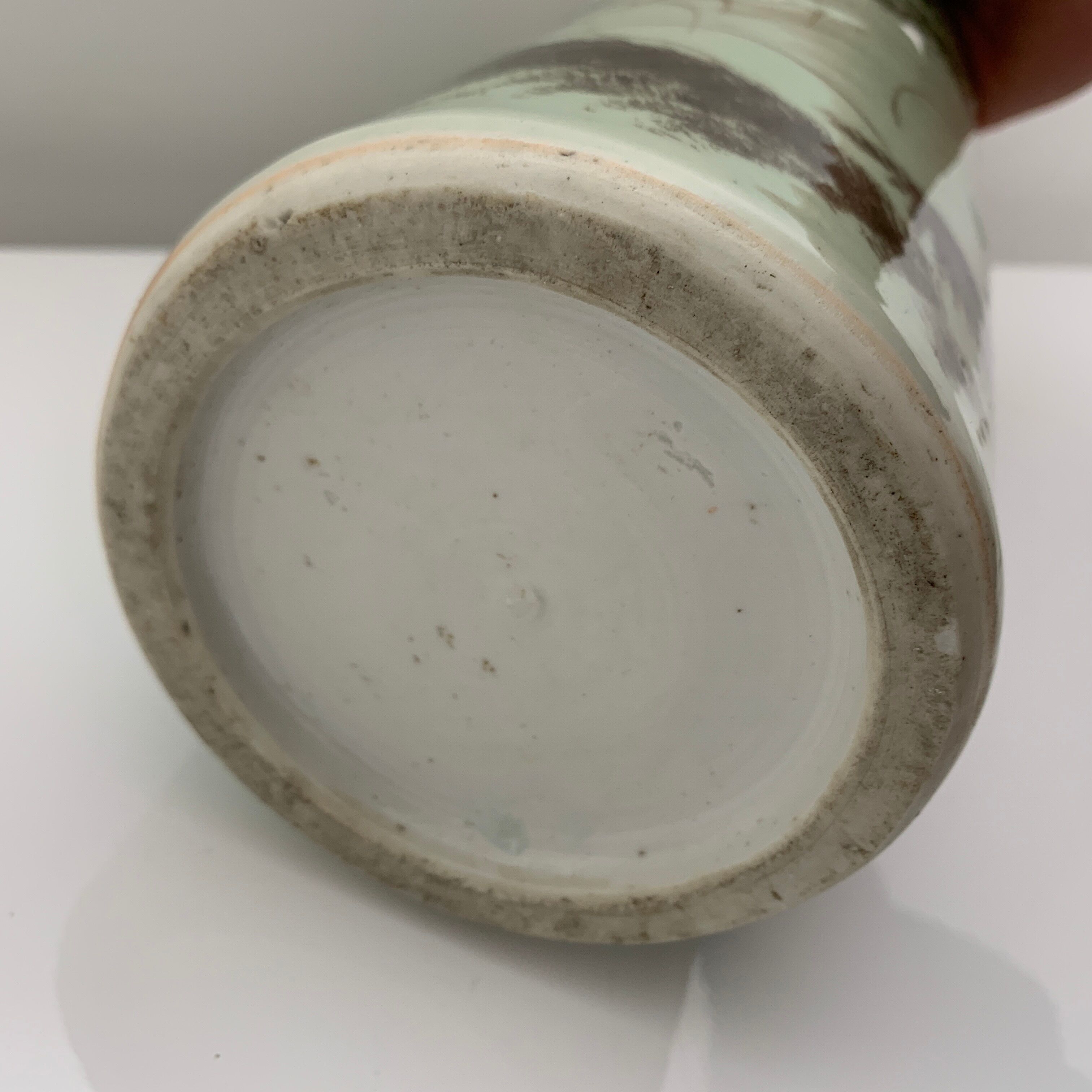 Ancient Japanese roll vase Celadon Seto 19th flower decoration