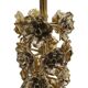 Mid-century modern Italian table lamps with hand-sculpted brass, floral pattern.