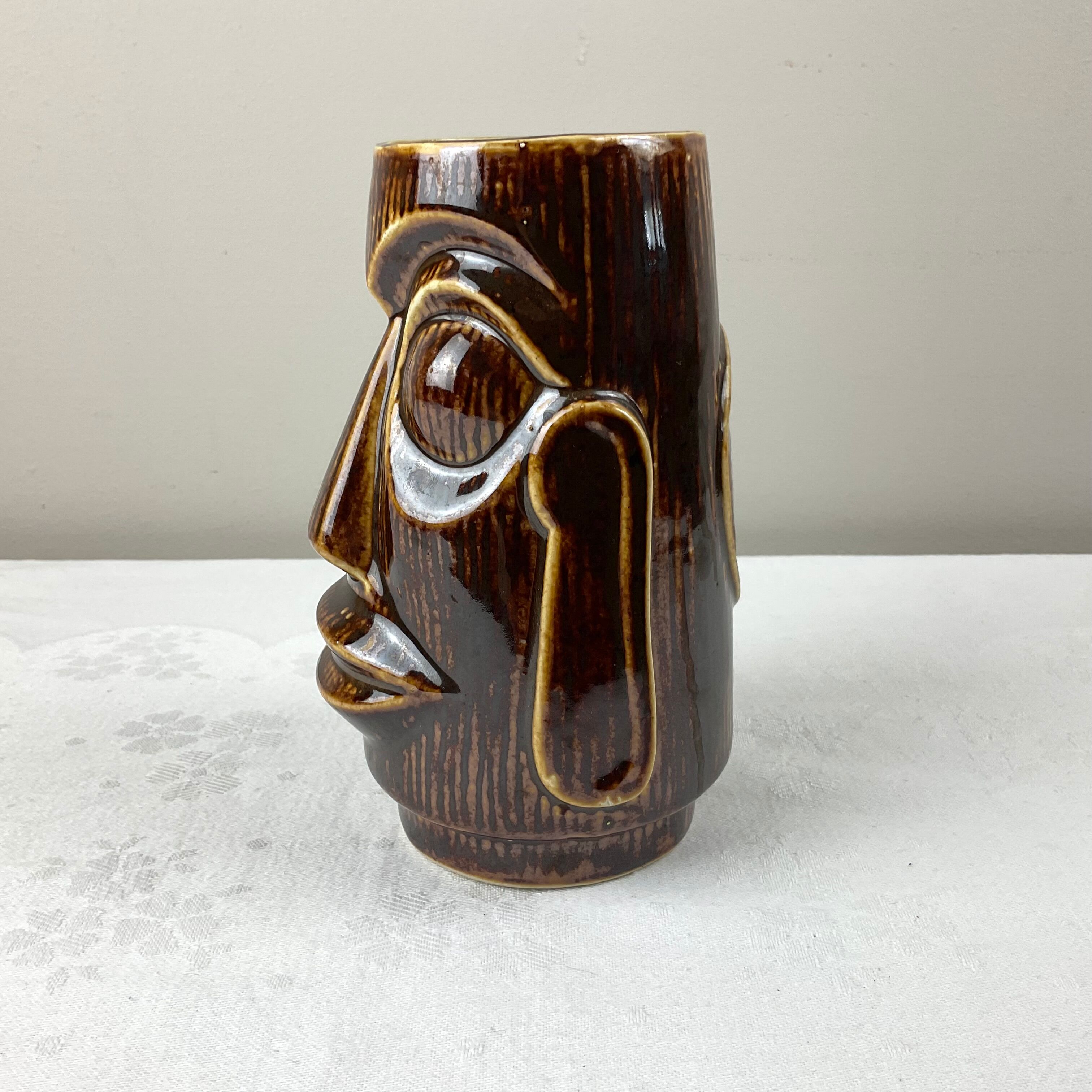 Small vintage ethnic face vase
