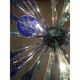 Murano Glass Sputnik Chandelier, Blue Air Drops, with Chromed Metal Frame
