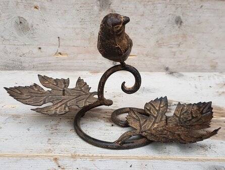 Bougeoir avec oiseau en métal noir