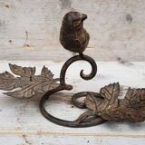 Bougeoir avec oiseau en métal noir