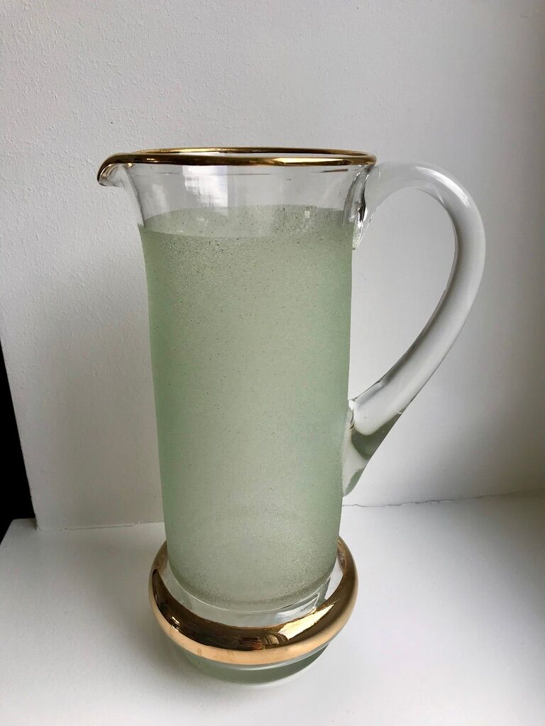 Green granita set consisting of a pitcher and 4 glasses in orangeade 50s