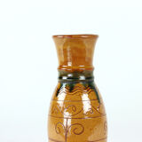 Brown ceramic vase, folk art, Czechoslovakia 1950s