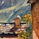Oil on canvas painting and mountain landscape frame signed
