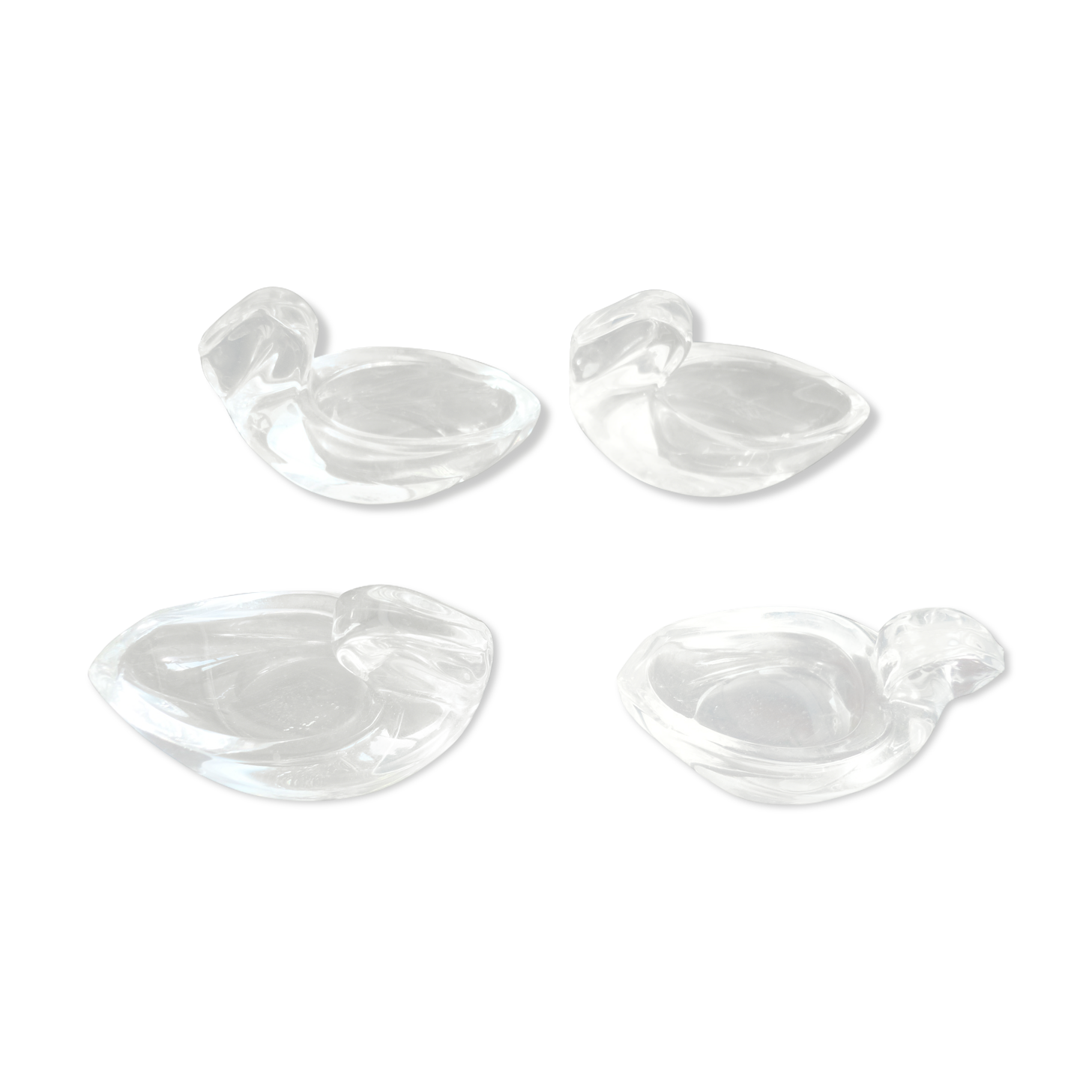 4 stylized swan-shaped salters