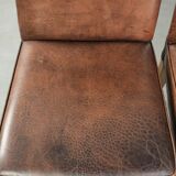 Vintage set of 4 dining chairs made of sheepskin leather with a high back