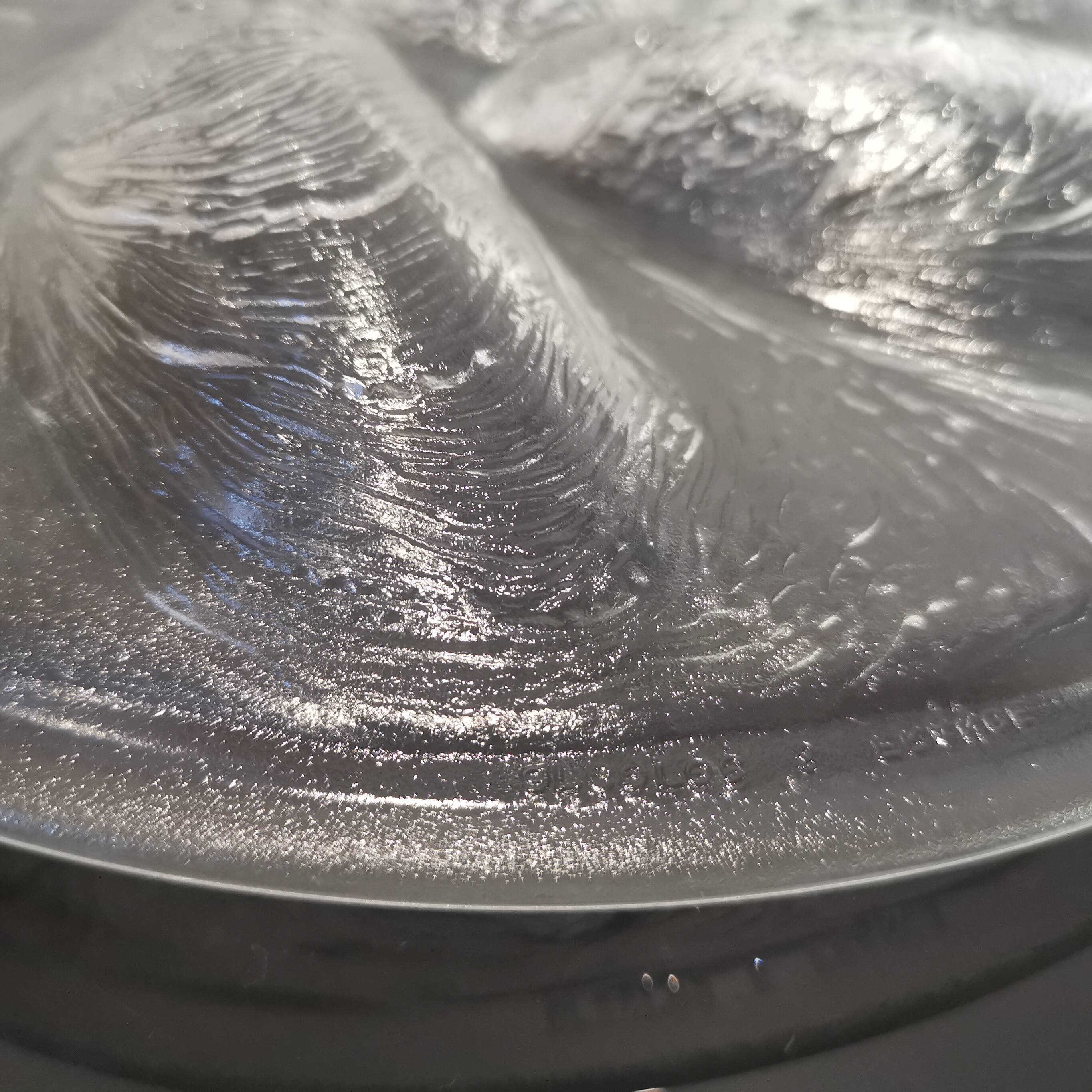 6 embossed glass oyster plates, 1970s Arcoroc France