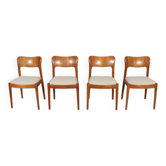 Niels Koefoed pour Hornslet, 4 chaises/chaises de salle à manger, modèle '177', teck, années 1960, Danemark