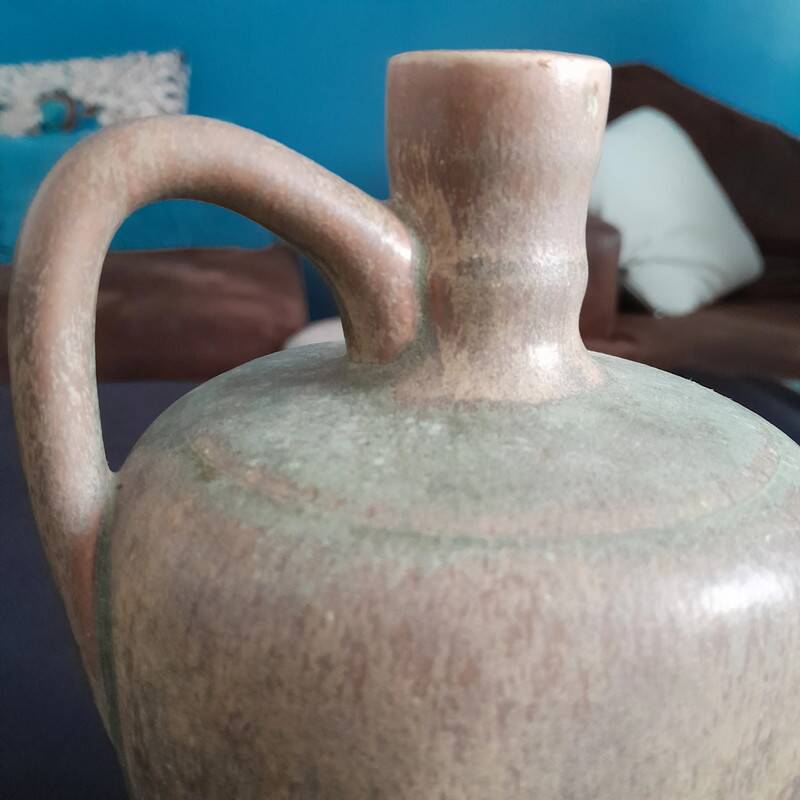 Enamelled stoneware carafe/vase