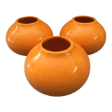 Set of 3 decorative balls ceramic earthenware orange art deco earthenware