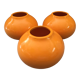 Set of 3 decorative balls ceramic earthenware orange art deco earthenware