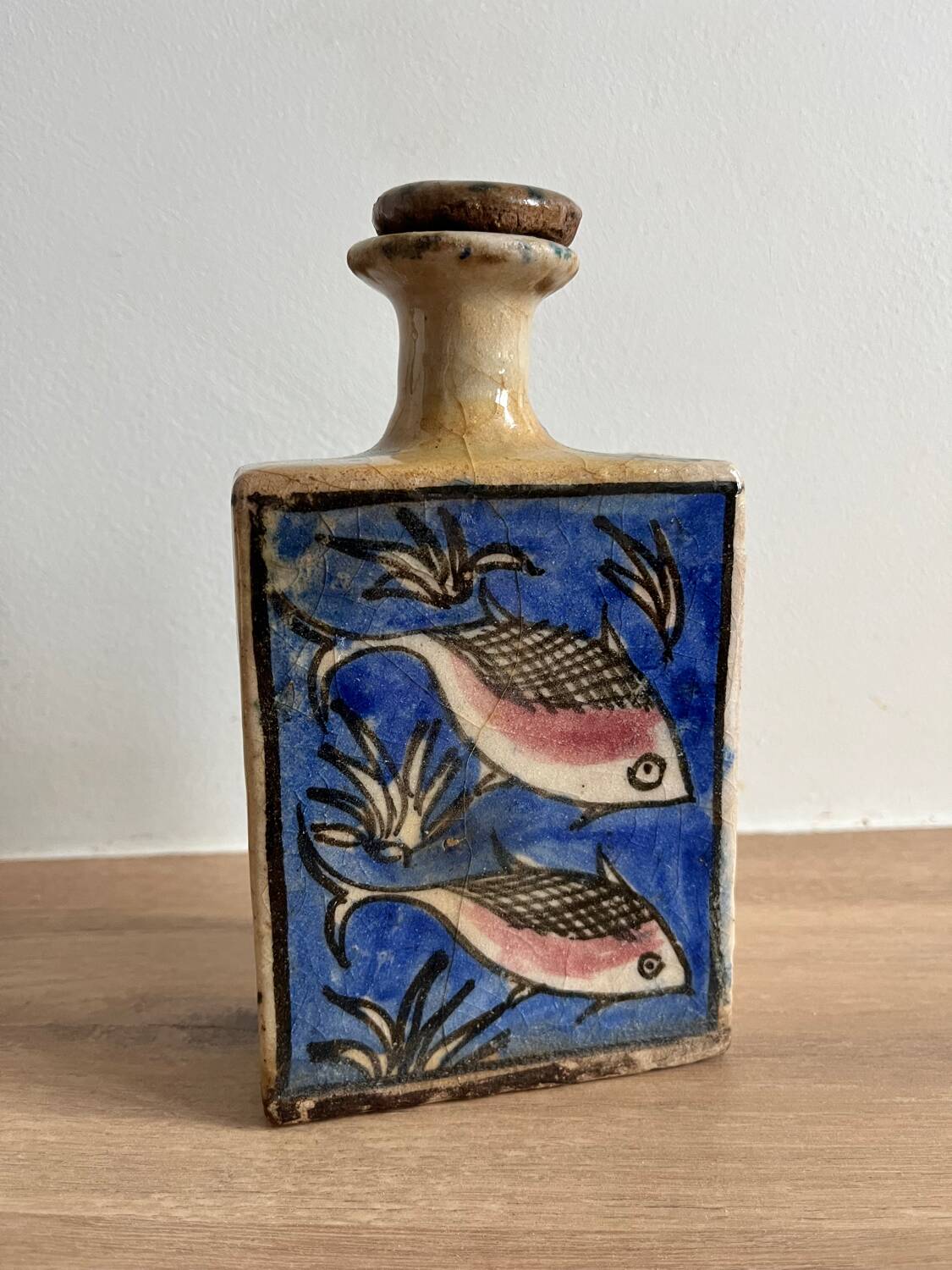 Qajar Persian pottery bottle vase