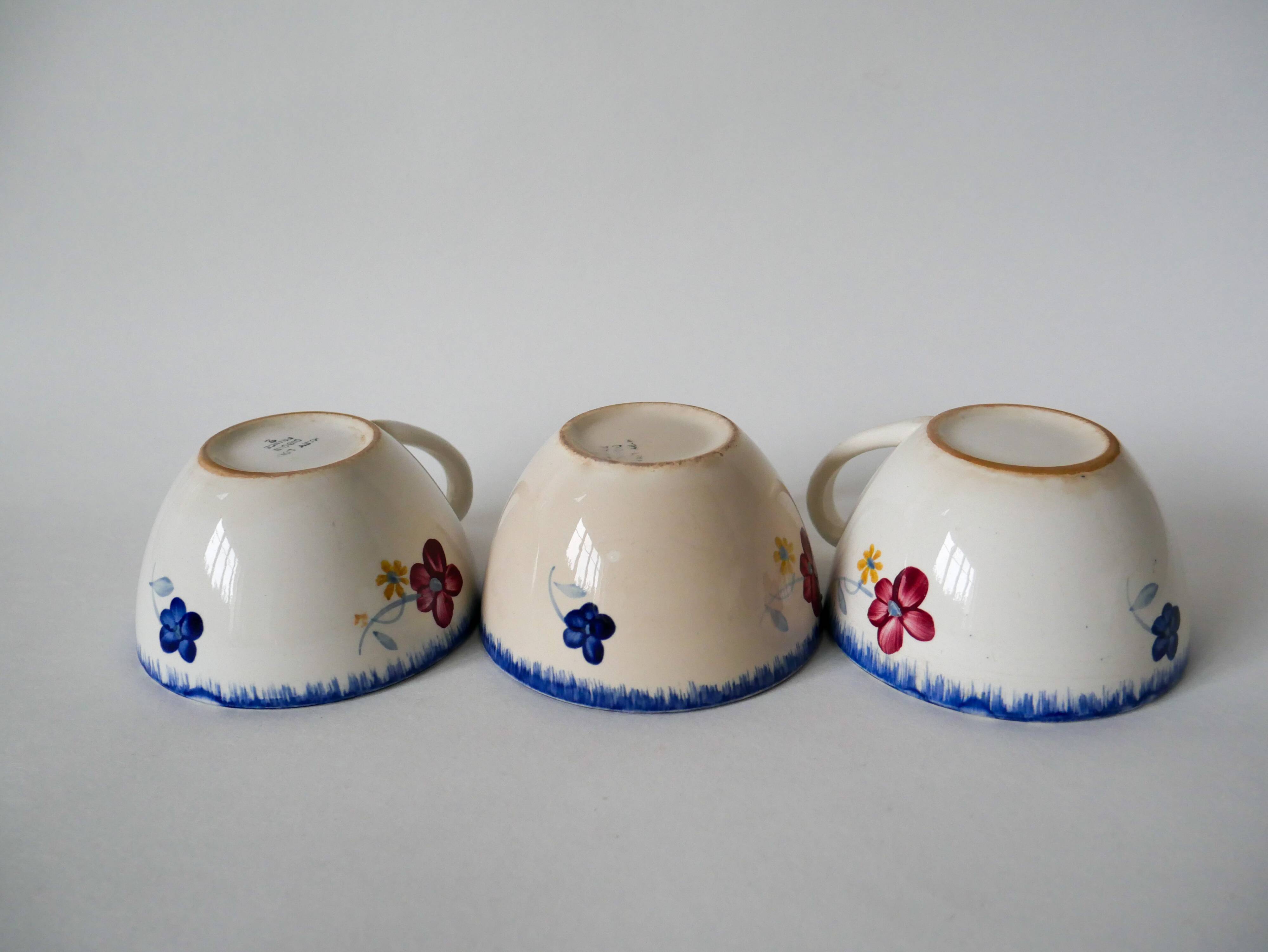 Trio of large cups digoin sarreguemines model mary-lou 194 0