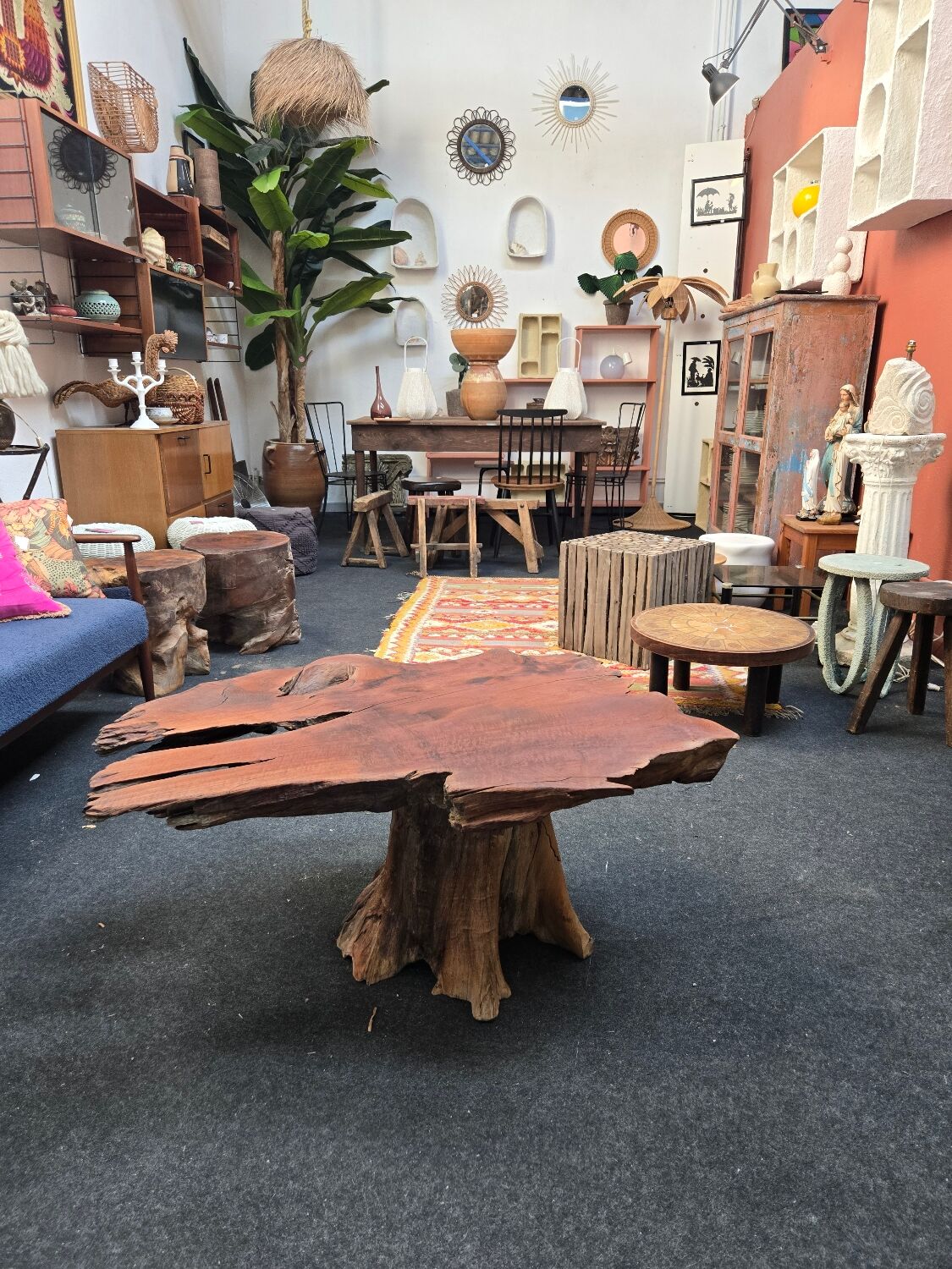 Raw wood coffee table