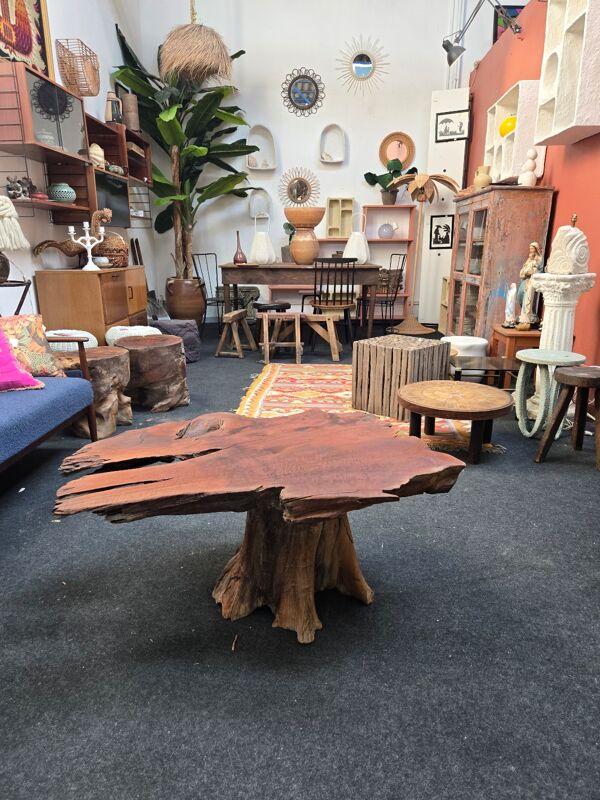 Table basse en bois brut