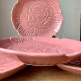 4 vintage rose shaped barbotine plates