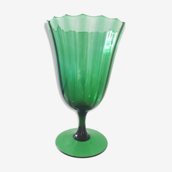 Vase Empoli en verre côtelé 1950