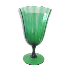 Vase Empoli en verre côtelé 1950