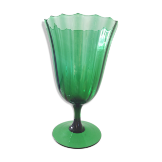 Vase Empoli en verre côtelé 1950