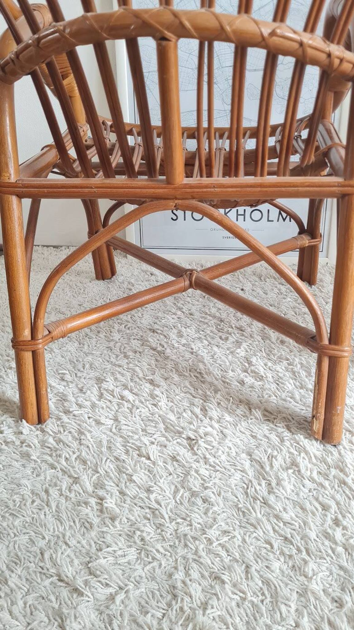 Paire de fauteuils en rotin vintage circa années 70