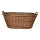 Rustic brown wicker basket from the 1940s — large oval laundry basket 68 x 45 cm